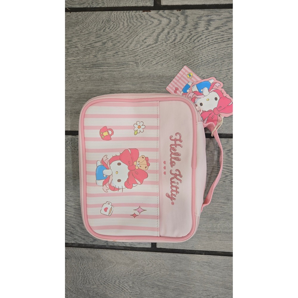 Miniso Sanrio Hello Kitty Lovely Ribbon Storage Bag Pink Striped Pouch NWT